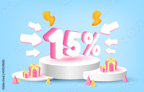 Podium for placing products promotion 15% off, cthunder, arrow, gift,