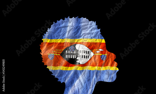 African woman silhouette with eSwatini national flag. photo