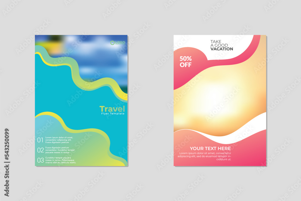 Travel sale business marketing social media post template design with abstract background, agency logo and icon. Summer holiday travelling and tourism online promotion digital banner, poster or flyer.