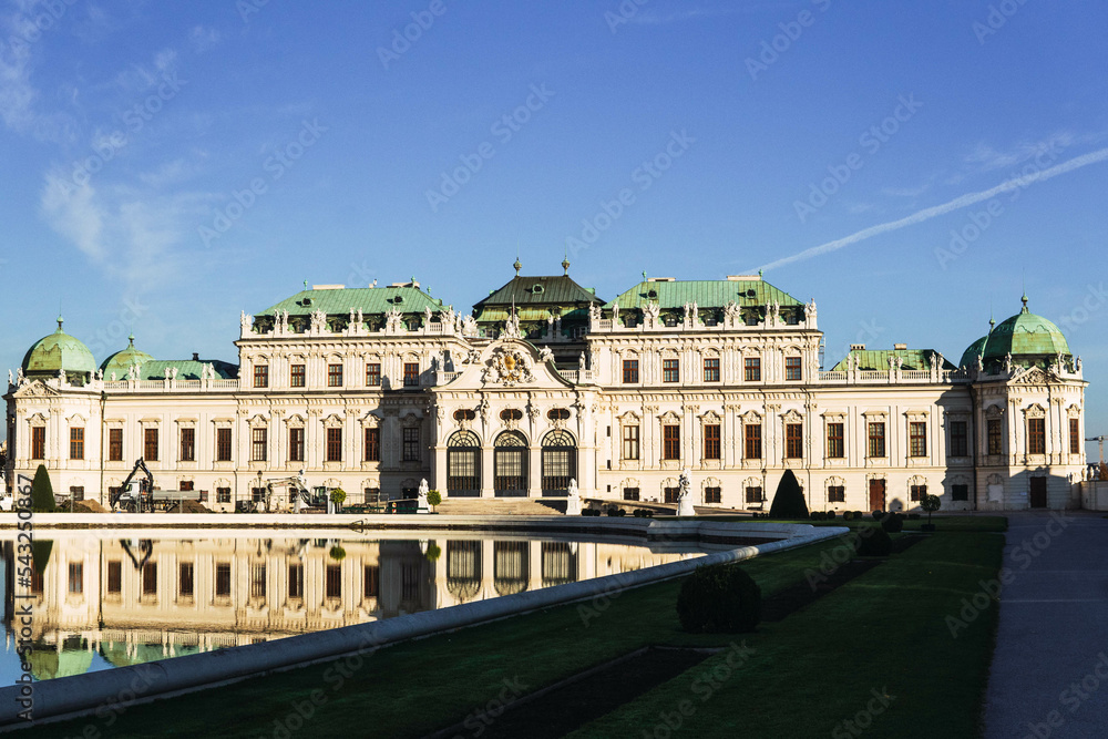 Belvedere palace gardens in Vienna on a sunny day