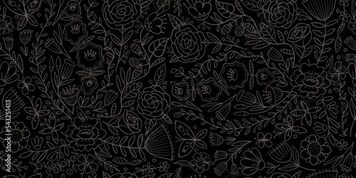 Floral Garden. Spring concept Background. Seamless pattern for your design. V...