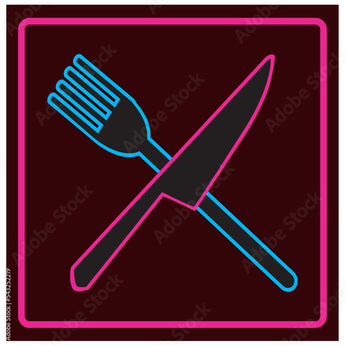 Restaurant or cafee icon, knife and fork  symbol, - Vector photo