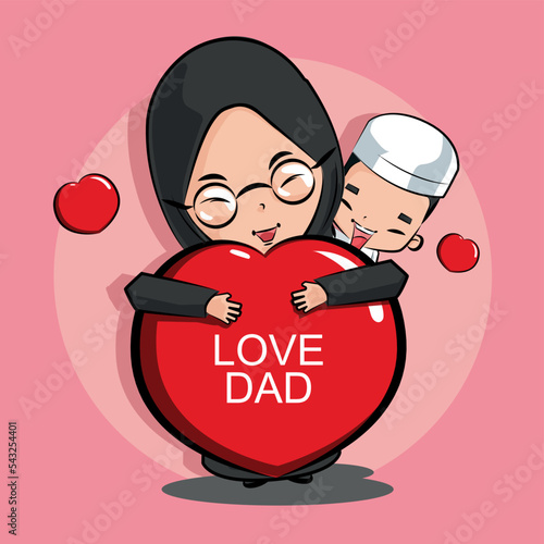 Grandfather and grandchildren in a Muslim family
