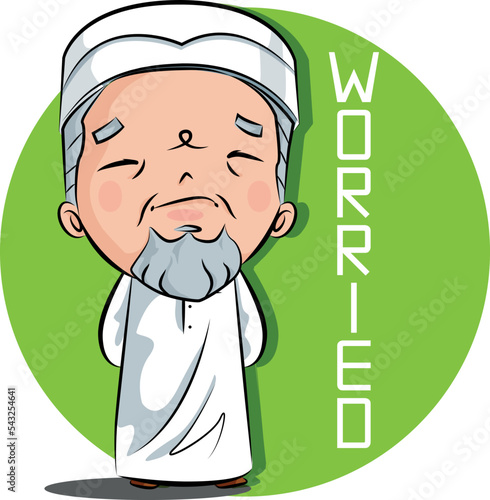 Grandfather and grandchildren in a Muslim family