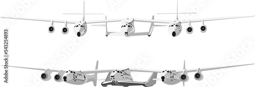 Virgin Galactic ,airplane on a white background, vector graphics, illustration