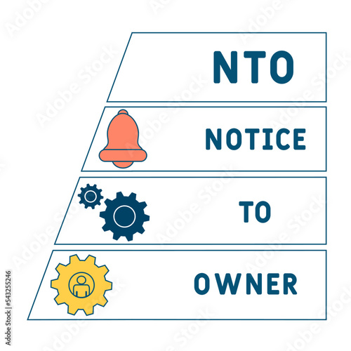 NTO - Notice To Owner acronym. business concept background.  vector illustration concept with keywords and icons. lettering illustration with icons for web banner, flyer, landing