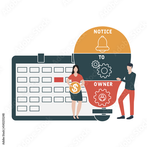 NTO - Notice To Owner acronym. business concept background.  vector illustration concept with keywords and icons. lettering illustration with icons for web banner, flyer, landing