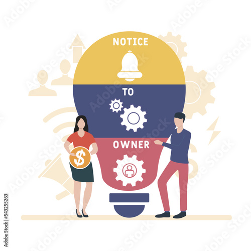 NTO - Notice To Owner acronym. business concept background.  vector illustration concept with keywords and icons. lettering illustration with icons for web banner, flyer, landing