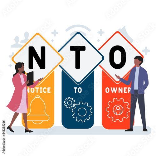 NTO - Notice To Owner acronym. business concept background.  vector illustration concept with keywords and icons. lettering illustration with icons for web banner, flyer, landing