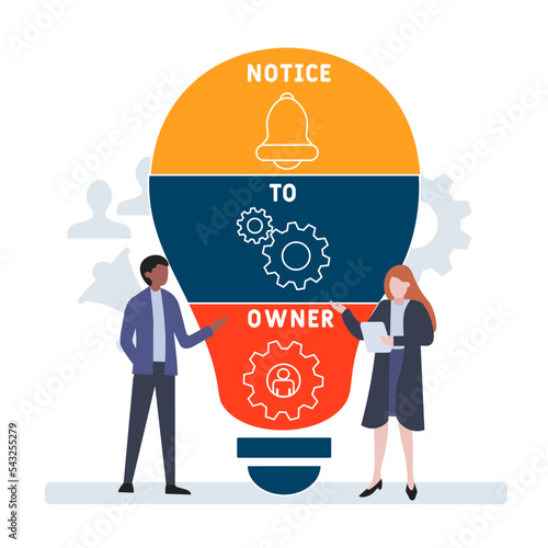 NTO - Notice To Owner acronym. business concept background.  vector illustration concept with keywords and icons. lettering illustration with icons for web banner, flyer, landing