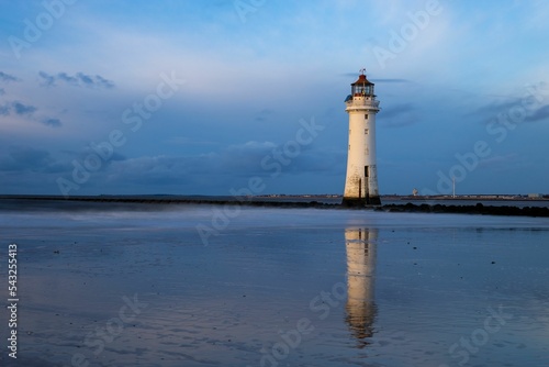 New Brighton lighthouse surrounded by water