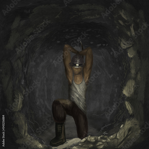 mineur dans une mine sombre 
