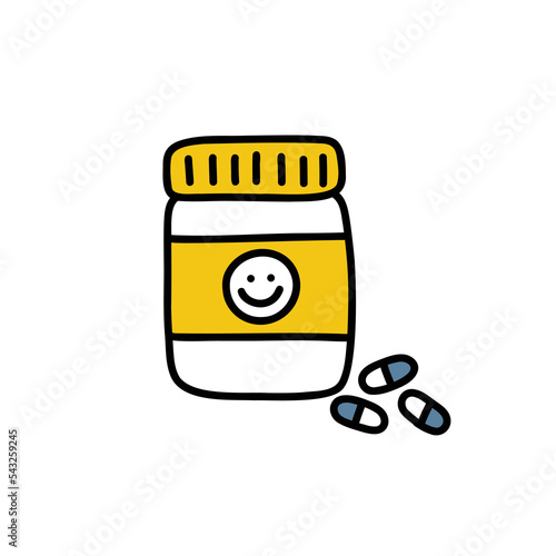 antidepressants doodle icon, vector color line illustration