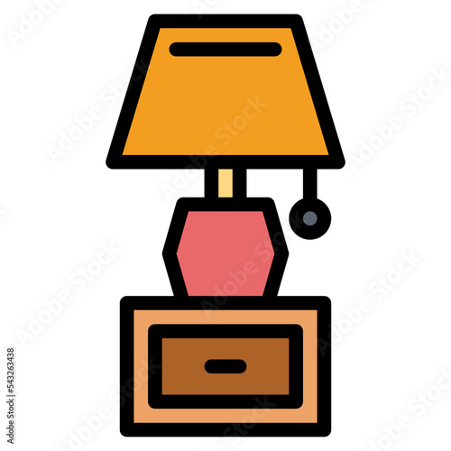 bedside table filled outline icon style