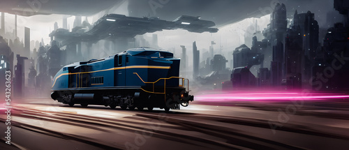 Fotografia Artistic concept illustration of a futuristic train, background illustration
