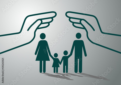 Insurance policy services conceptual design. family life insurance concept, Vector Illustrations.