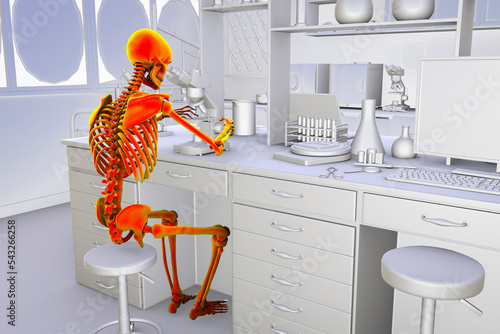 Work-related musculoskeletal disorders in laboratory workers, 3D illustration photo