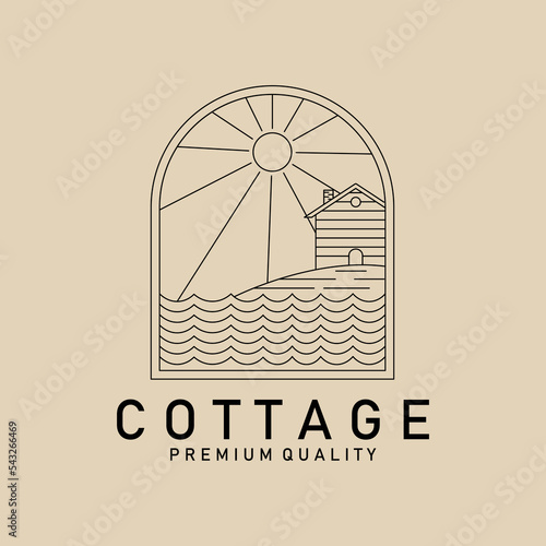 Cottage line art logo, icon and symbol, vector illustration design