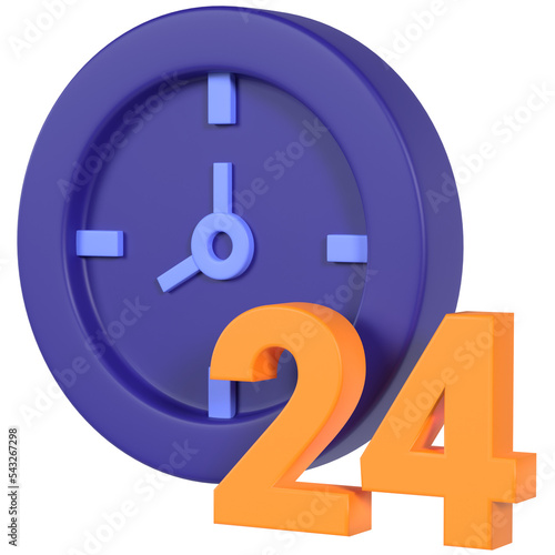 24 hours 3D icon