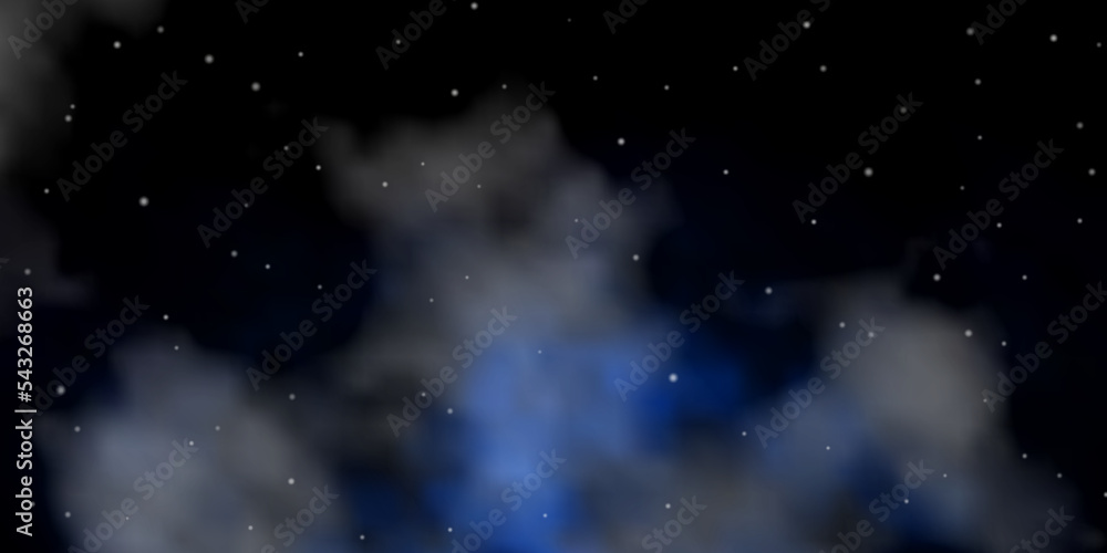 Fototapeta premium Dark BLUE vector background with small and big stars.