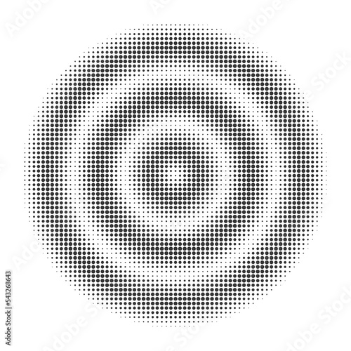 Halftone ring with water ripple effect. Sonar wave. Sound wave. Touch effect. Isolated on white background.