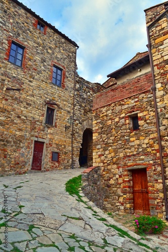 View of the medieval village of Panzano in Chianti in the municipality of Greve in Chianti, Florence, Italy photo