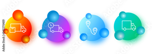 Delivery icons set. Speed, safety, map, reliable. Delivery concept. Gradientstyle. Vector line icon for business