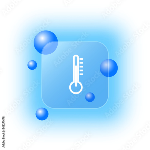 Thermometer icon. Temperature, warm, cold, pleasant, degree. Thermometer concept. Glassmorphism style. Vector line icon for business