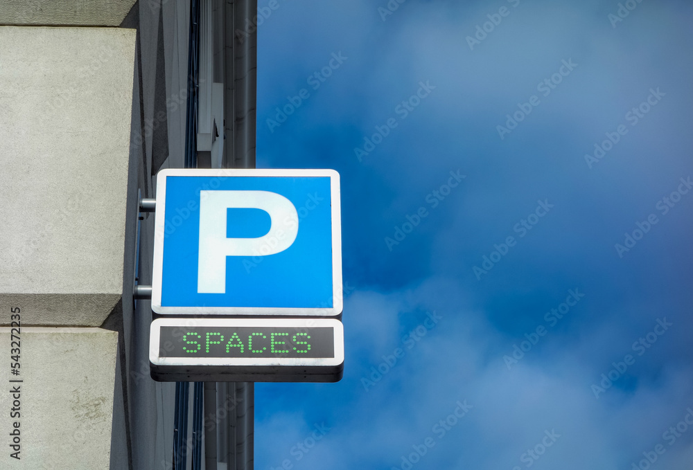 Parking sign indicating available spaces Parking sign indicating available spaces