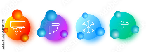 Climate control icon set. Air conditioning, cooling, temperature, comfort, clean air, blades. Climate control concept. Gradientstyle. Vector line icon for business