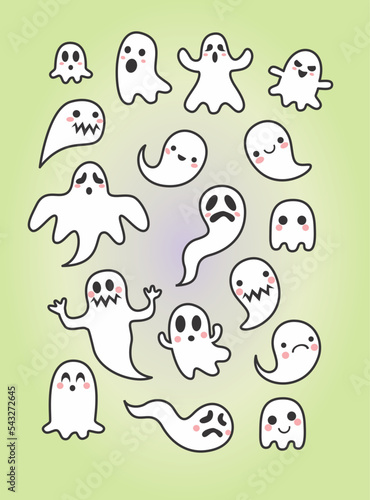 set of funny ghosts 