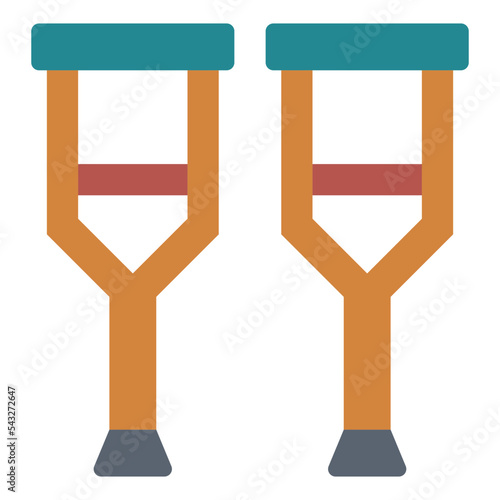 crutches flat icon style