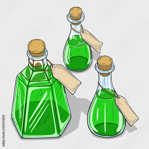 Game potion.  Magic bottles for witchcraft