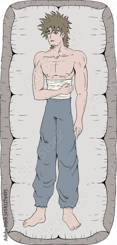 Hurted man in bed