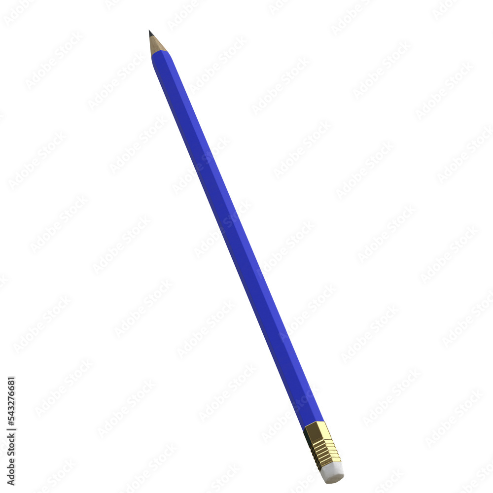 3d rendering illustration of a pencil with eraser