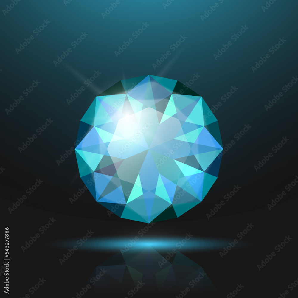 Vector 3d Realistic Blue Transparent Round Glowing Gemstone, Diamond, Crystal, Rhinestone Closeup on Black Background. Jewerly Concept. Design Template, Banner Vector 3d Realistic Blue Transparent Round Glowing Gemstone, Diamond, Crystal, Rhinestone Closeup on Black Background. Jewerly Concept. Design Template, Banner