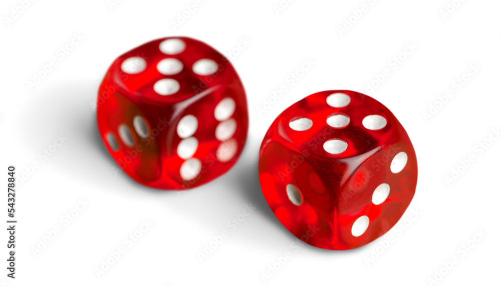 Two red dices isolated on white background Two red dices isolated on white background