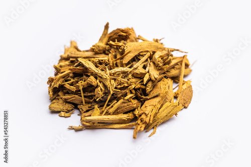 Ayurvedic Daruharidra - Daru haldi or tree turmeric isolated over white background photo