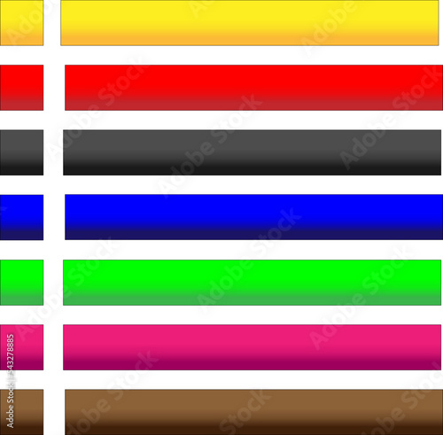 7 blank icon in flat style 3D button square, rectangle, circle shapes on white background.Vector illustration in 8 eps