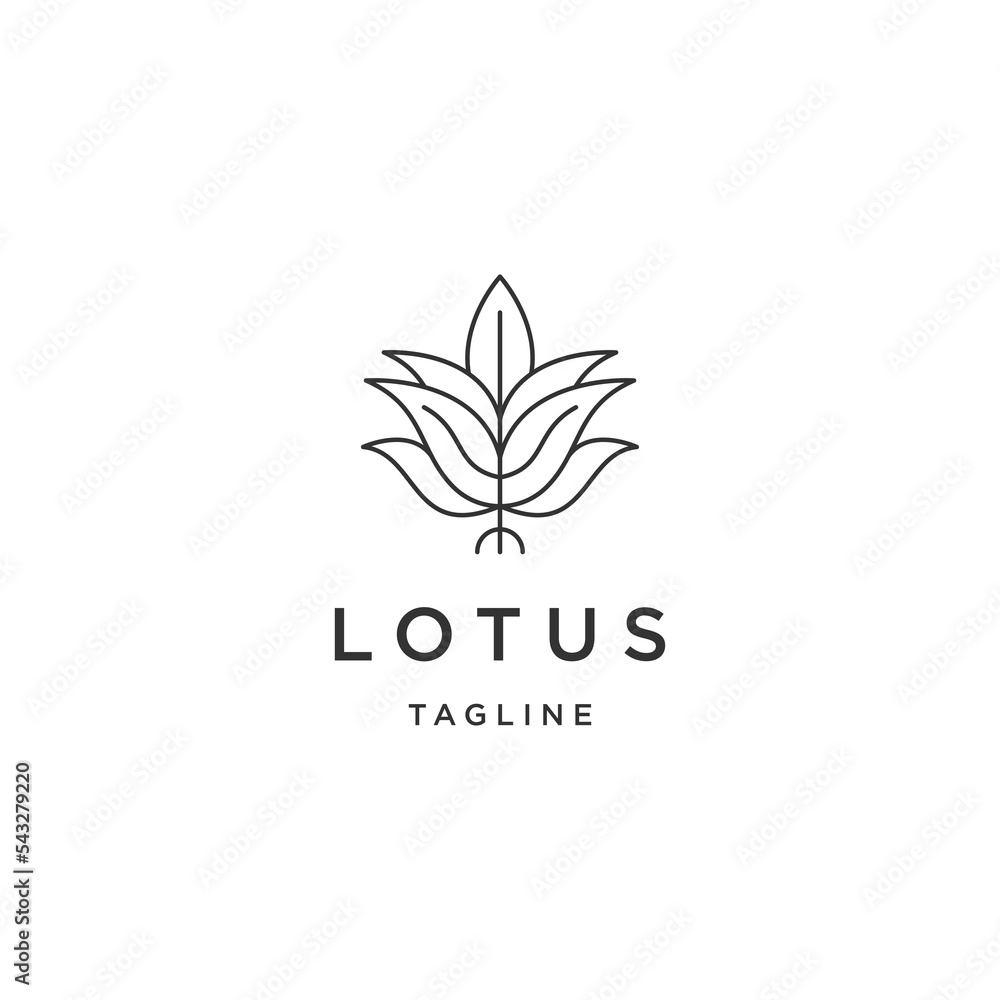 Lotus line logo icon design template flat vector