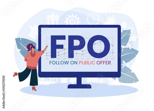 FPO - follow on public offer. acronym business concept. vector illustration concept with keywords and icons. lettering illustration with icons for web banner, flyer, landing page