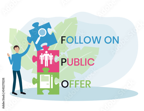 FPO - follow on public offer. acronym business concept. vector illustration concept with keywords and icons. lettering illustration with icons for web banner, flyer, landing page