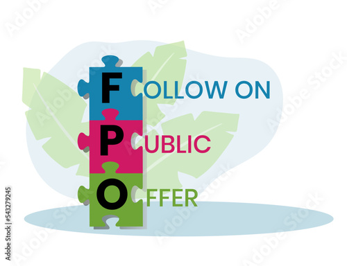 FPO - follow on public offer. acronym business concept. vector illustration concept with keywords and icons. lettering illustration with icons for web banner, flyer, landing page