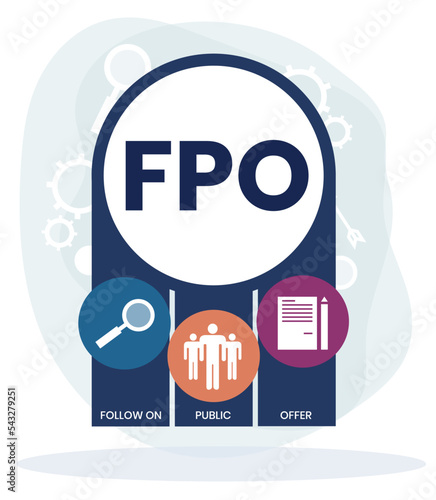 FPO - follow on public offer. acronym business concept. vector illustration concept with keywords and icons. lettering illustration with icons for web banner, flyer, landing page