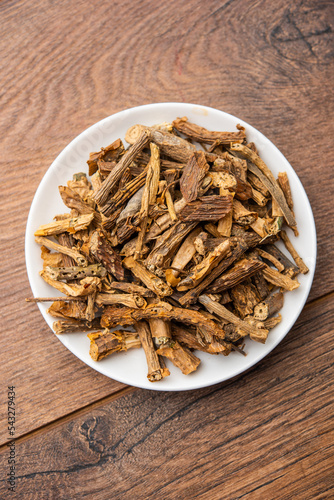 dried Giloy or Guduchi or Tinospora cordifolia stems. indian ayurvedic medicine © StockImageFactory