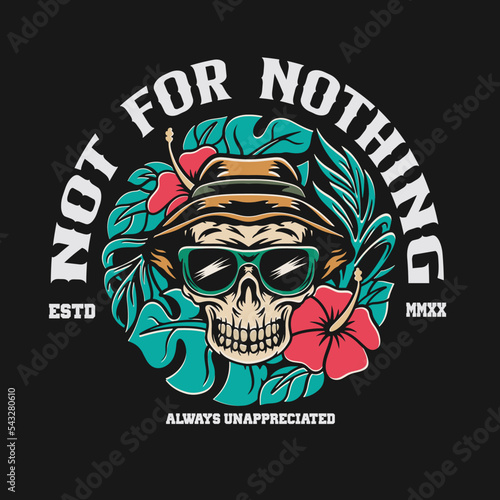Logotype of a skull with not for nothing text above