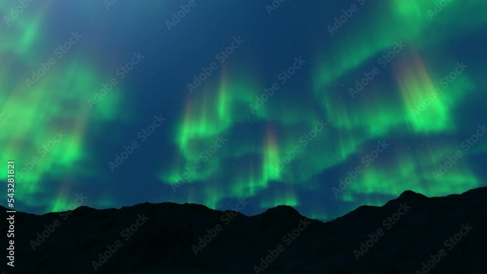 custom made wallpaper toronto digital4k video of aurora borealis lights moving in the sky. 3d animation