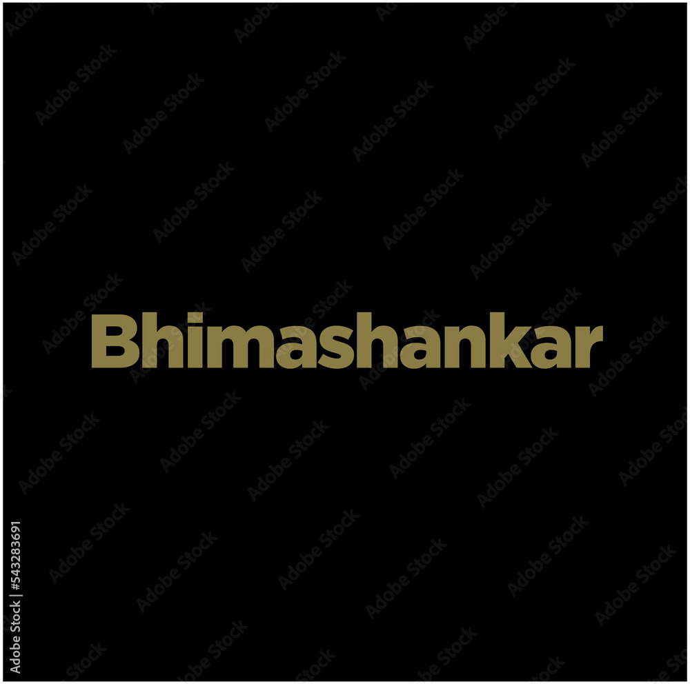 Bhimashankar (lord Shiva) jyotirlinga typography in golden color. Bhimashankar lettering.