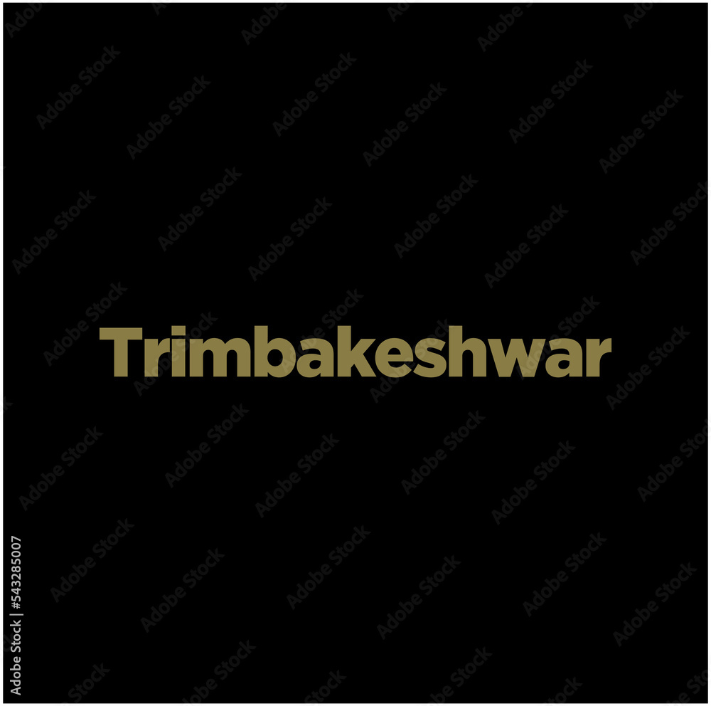 Obraz premium Trimbakeshwar (lord Shiva) jyotirlinga typography in golden color. Trimbakeshwar lettering.