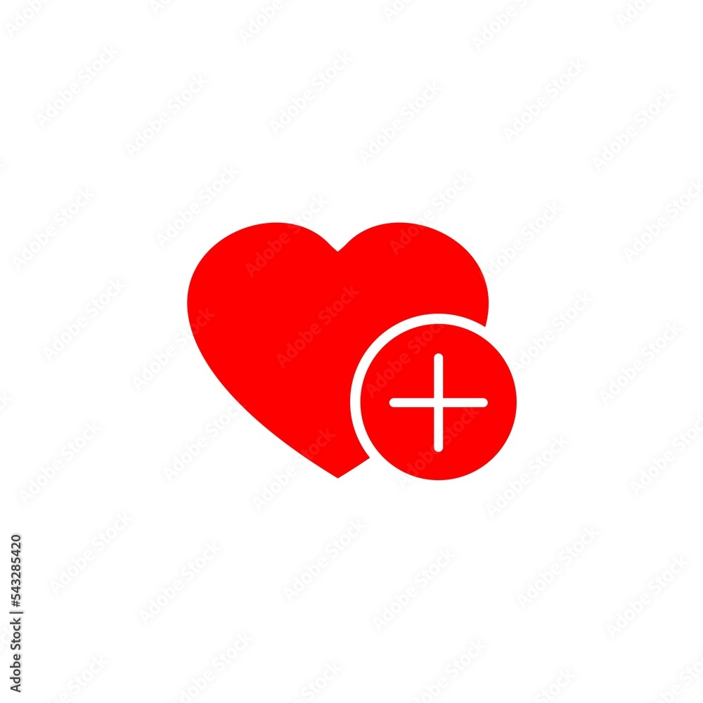 Heart with Plus Silhouette Icon. Heart with Plus Silhouette Icon.